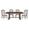 Formal Traditional Dining Set 5pc Table with Extension Leaf and 4 Side Chairs Cherry Finish Fabric Upholstery Nailhead Trim Wooden Furniture