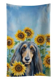 Afghan Hound in Sunflowers Kitchen Towel Dish Cloths Guest Hand Towel Decorative Bathroom Towel for Face,Tea, Dishcloth, Kitchen and Bath