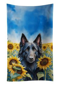 Belgian Sheepdog in Sunflowers Kitchen Towel Dish Cloths Guest Hand Towel Decorative Bathroom Towel for Face,Tea, Dishcloth, Kitchen and Bath