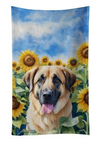 Anatolian Shepherd in Sunflowers Kitchen Towel Dish Cloths Guest Hand Towel Decorative Bathroom Towel for Face,Tea, Dishcloth, Kitchen and Bath