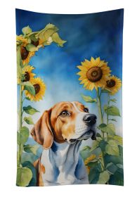 English Foxhound in Sunflowers Kitchen Towel Dish Cloths Guest Hand Towel Decorative Bathroom Towel for Face,Tea, Dishcloth, Kitchen and Bath