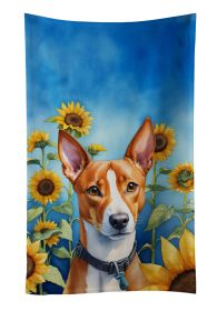 Basenji in Sunflowers Kitchen Towel Dish Cloths Guest Hand Towel Decorative Bathroom Towel for Face,Tea, Dishcloth, Kitchen and Bath