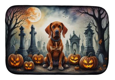 Vizsla Spooky Halloween Dish Drying Mat Absorbent Dish Drying Mat Pad for Kitchen Counter Dish Drainer Mat for Countertop, 14 x 21", Multicolor