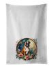 Boxer and Flowers Kitchen Towel Set of 2 White Dish Towels Decorative Bathroom Hand towel for Hand, Face, Hair, Yoga, Tea, Dishcloth, 19 X 28", White