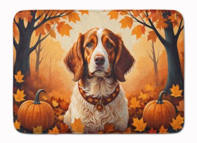 Brittany Spaniel Fall Memory Foam Kitchen Mat Machine Washable Anti-Fatigue Mat Cushion Comfort Bath Mat or Kitchen Rug