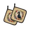 Doberman Pinscher and Flowers Pair of Pot Holders Kitchen Heat Resistant Pot Holders Sets Oven Hot Pads for Cooking Baking BBQ, 7 1/2 x 7 1/2