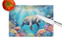 Summer Manatee Glass Cutting Board Decorative Tempered Glass Kitchen Cutting and Serving Board Large Size Chopping Board