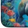 Manatee and Coral Reefs Dish Drying Mat Absorbent Dish Drying Mat Pad for Kitchen Counter Dish Drainer Mat for Countertop, 14 x 21", Multicolor