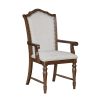 Formal Traditional Dining Set 9pc Table with Extension Leaf and 2 Armchairs 6 Side Chairs Cherry Finish Fabric Upholstery Nailhead Trim Wooden Furnitu