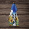 Boston Terrier in Sunflowers Kitchen Towel Dish Cloths Guest Hand Towel Decorative Bathroom Towel for Face,Tea, Dishcloth, Kitchen and Bath