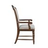 Formal Traditional Dining Set 9pc Table with Extension Leaf and 2 Armchairs 6 Side Chairs Cherry Finish Fabric Upholstery Nailhead Trim Wooden Furnitu