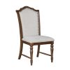 Formal Traditional Dining Set 5pc Table with Extension Leaf and 4 Side Chairs Cherry Finish Fabric Upholstery Nailhead Trim Wooden Furniture