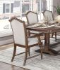 Formal Traditional Dining Set 7pc Table with Extension Leaf and 2 Armchairs 4 Side Chairs Cherry Finish Fabric Upholstery Nailhead Trim Wooden Furnitu