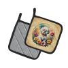 Bichon Frise and Flowers Pair of Pot Holders Kitchen Heat Resistant Pot Holders Sets Oven Hot Pads for Cooking Baking BBQ, 7 1/2 x 7 1/2
