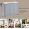 Rolling Mobile Kitchen Island with Solid Wood Top and Locking Wheels,52.7 Inch Width,Storage Cabinet and Drop Leaf Breakfast Bar,Spice Rack