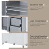 Rolling Mobile Kitchen Island with Solid Wood Top and Locking Wheels,52.7 Inch Width,Storage Cabinet and Drop Leaf Breakfast Bar,Spice Rack