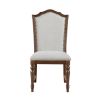 Formal Traditional Dining Set 9pc Table with Extension Leaf and 2 Armchairs 6 Side Chairs Cherry Finish Fabric Upholstery Nailhead Trim Wooden Furnitu