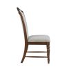 Formal Traditional Dining Set 5pc Table with Extension Leaf and 4 Side Chairs Cherry Finish Fabric Upholstery Nailhead Trim Wooden Furniture