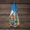 Basenji in Sunflowers Kitchen Towel Dish Cloths Guest Hand Towel Decorative Bathroom Towel for Face,Tea, Dishcloth, Kitchen and Bath