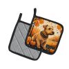 Lakeland Terrier Fall Pair of Pot Holders Kitchen Heat Resistant Pot Holders Sets Oven Hot Pads for Cooking Baking BBQ, 7 1/2 x 7 1/2