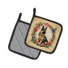 German Shepherd and Flowers Pair of Pot Holders Kitchen Heat Resistant Pot Holders Sets Oven Hot Pads for Cooking Baking BBQ, 7 1/2 x 7 1/2