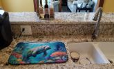 Manatee and Coral Reefs Dish Drying Mat Absorbent Dish Drying Mat Pad for Kitchen Counter Dish Drainer Mat for Countertop, 14 x 21", Multicolor