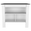 Ralston 2-Piece Kitchen Set, Kitchen Island and Pantry Cabinet, White and Onyx