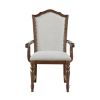 Formal Traditional Dining Set 9pc Table with Extension Leaf and 2 Armchairs 6 Side Chairs Cherry Finish Fabric Upholstery Nailhead Trim Wooden Furnitu