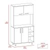 Ralston 2-Piece Kitchen Set, Kitchen Island and Pantry Cabinet, White and Onyx
