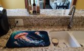 Deep-Sea Jellyfish Dish Drying Mat Absorbent Dish Drying Mat Pad for Kitchen Counter Dish Drainer Mat for Countertop, 14 x 21", Multicolor