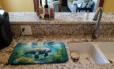 Manatee in a Seagrass Bed Dish Drying Mat Absorbent Dish Drying Mat Pad for Kitchen Counter Dish Drainer Mat for Countertop, 14 x 21", Multicolor