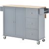 Rolling Mobile Kitchen Island with Solid Wood Top and Locking Wheels,52.7 Inch Width,Storage Cabinet and Drop Leaf Breakfast Bar,Spice Rack