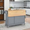 Rolling Mobile Kitchen Island with Solid Wood Top and Locking Wheels,52.7 Inch Width,Storage Cabinet and Drop Leaf Breakfast Bar,Spice Rack
