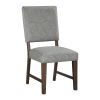 Walnut Finish Modern Dining Set 7pc Table with Self-Storing Extension Leaf and 6 Chairs Upholstered Wooden Furniture