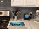 Summer Manatee Glass Cutting Board Decorative Tempered Glass Kitchen Cutting and Serving Board Large Size Chopping Board