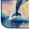 Dolphin Leaping at Sunrise Dish Drying Mat Absorbent Dish Drying Mat Pad for Kitchen Counter Dish Drainer Mat for Countertop, 14 x 21", Multicolor