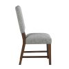 Walnut Finish Modern Dining Set 7pc Table with Self-Storing Extension Leaf and 6 Chairs Upholstered Wooden Furniture