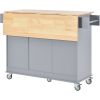 Rolling Mobile Kitchen Island with Solid Wood Top and Locking Wheels,52.7 Inch Width,Storage Cabinet and Drop Leaf Breakfast Bar,Spice Rack