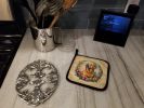 Golden Retriever and Flowers Pair of Pot Holders Kitchen Heat Resistant Pot Holders Sets Oven Hot Pads for Cooking Baking BBQ, 7 1/2 x 7 1/2