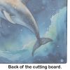 Dolphin in a Starry Sea Glass Cutting Board Decorative Tempered Glass Kitchen Cutting and Serving Board Large Size Chopping Board