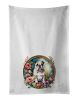 English Bulldog and Flowers Kitchen Towel Set of 2 White Dish Towels Decorative Bathroom Hand towel for Hand, Face, Hair, Yoga, Tea, Dishcloth