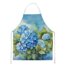 Hydrangeas in Watercolor Apron Cooking Kitchen Server Baking Crafts Gardening for Adult Women Men, Unisex, Large, Multicolor (Default: Default)